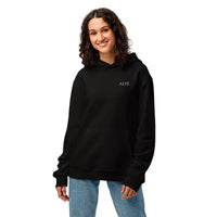Black oversized premium cotton hoodie relaxed fit
